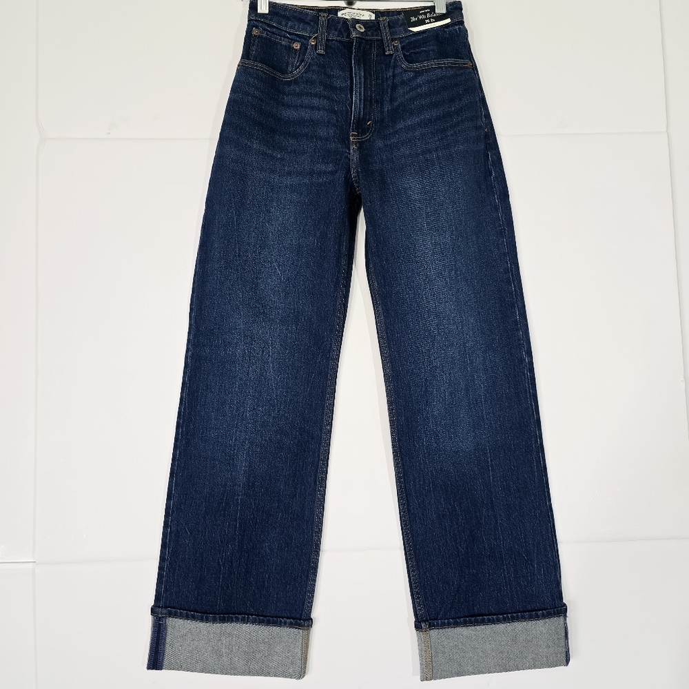 Abercrombie & Fitch Women's Straight Leg Jeans - Dark Blue